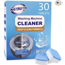 NATRUTH Washing Machine Cleaner Descaler 30 Pack Deep Cleaning Washer cleaner Tablets For HE Front Loader & Top Load Washer